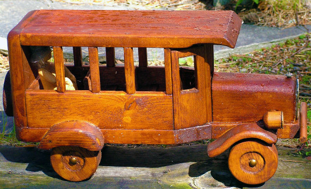 Unusual Garden Ornament - wooder toy car